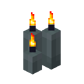 Three Gray Candles (lit)