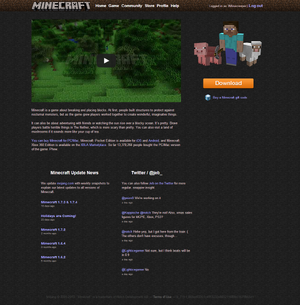 Minecraft home page