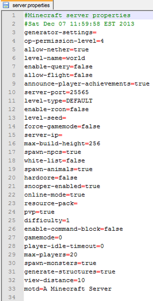 Server Properties Minecraft 위키