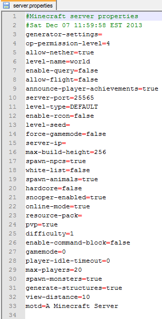 Server Properties Minecraft 위키