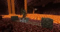 A Zombie Pigman in a minecart.