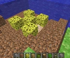 Een voorbeeld van het drooghouden van een gebied met sponzen in Minecraft Classic.