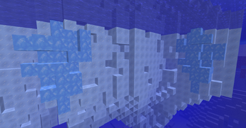 Natuurlijk gegenereerd blauw ijs onder een ijsberg.
