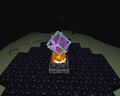 Een Endkristal op een obsidianen pilaar.