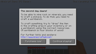 Дальнейшие инструкции, включая первый рецепт крафта