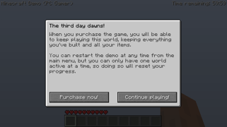 Сообщение, в котором говорится про совместимость миров полной версии игры и этой