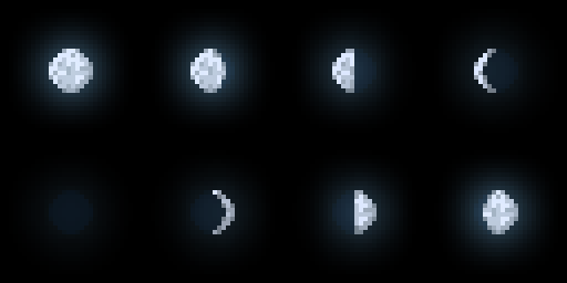 фазы луны в майнкрафте. Moon Phases. фазы луны в майнкрафте фото. фазы луны в майнкрафте-Moon Phases. картинка фазы луны в майнкрафте. картинка Moon Phases. Луна (англ. Moon) — это большой белый и светящийся квадрат на небе, появляющийся ночью. Луна, как и солнце, освещает поверхность, но с уровнем света 4, в отличие от солнца (15).