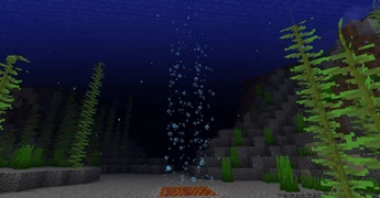 Столбы пузырей, созданные путём размещения магмовых блоков под водой