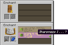 Окно стола зачаровывания