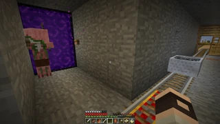 Зомби-свиночеловек, заспаунившийся рядом с порталом Нижнего мира в обычном мире