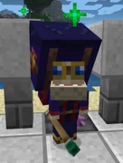 Гном-маг в Thaumcraft 4 (зелёные искры указывают на улучшение отношений с гномом)