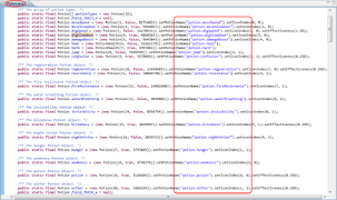 Зелья в коде игры.