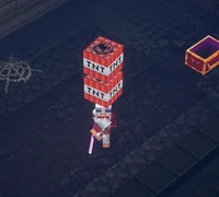 Два блока динамита на голове у игрока.