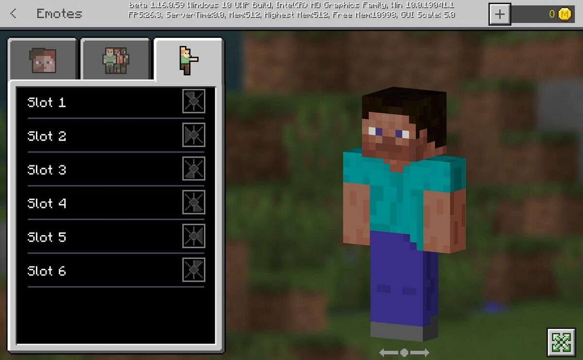 Bedrock-styled EmoteCraft menu Minecraft Texture Pack