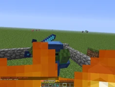 Зомби бьёт мечом с зачаровыванием Острота III и Заговор огня II