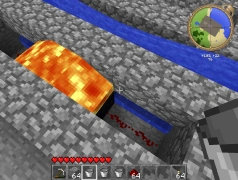 Етап 5. Прибираємо весь матеріал з під води. Увага! Якщо у вас вода буде литися інакше, ніж на скріншоті — нічого не вийде. Червоний пил закладається в зовнішні виїмки, і на неї заливається лава. Необхідно заливати лаву поверх червоного пилу, щоб лава розтікалася.