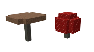 Величезні гриби, вирізані з скріншоту з селом NPC