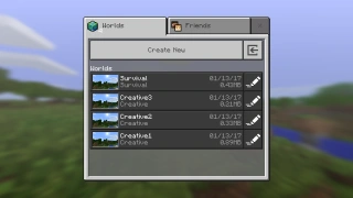 Екран вибору світу з Alpha 0.15.0.
