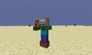 Зомбі з головою скелета, шкіряними черевиками і гнилої плоттю в руці