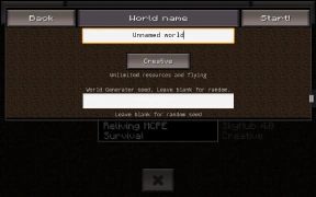 Екран створення світу до Alpha 0.7.0.