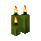 Three Green Candles (lit)