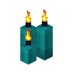 Three Cyan Candles (lit)