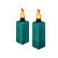 Two Cyan Candles (lit)