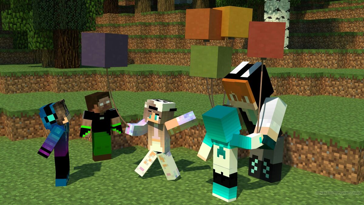 Minecraft, me and my friends (Novaskin.me/wallpaper) 