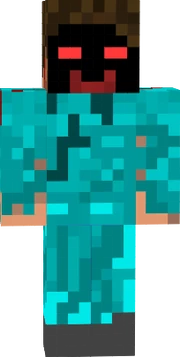 The creature is a torn garment, black face and red eyes and a smile.