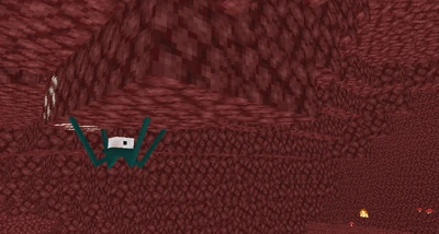 A Nether Stalker clings to the ceiling