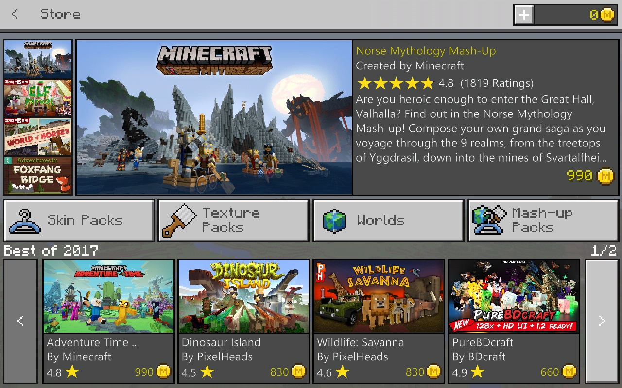 Minecraft Marketplace, Catalog