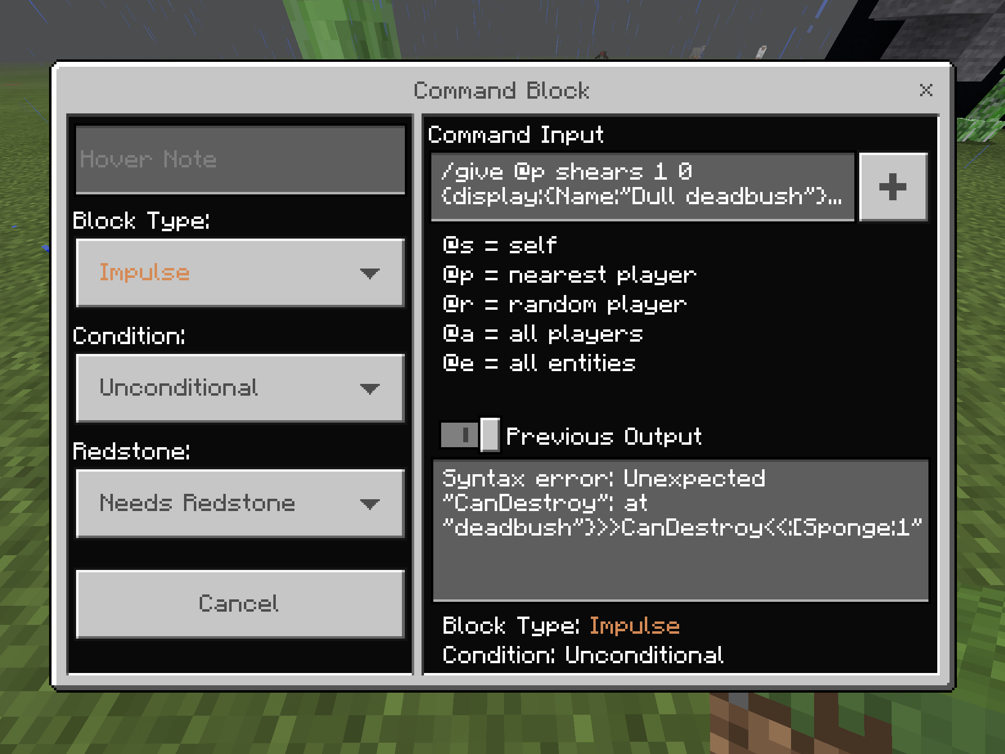 minecraft tablet command block