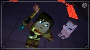 Jesse holding the ultimate hoe, with Reuben laughing behind them.