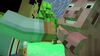 Jesse high-fiving Reuben in Wool World.