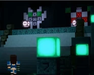 Jesse walking up the stairs to the Structure Blocks.