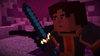 Jesse looking at his Command Block Sword