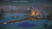 The finish and respawn area for the Lava Race game.