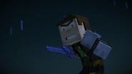 Aiden with his Enchanted Diamond Sword about to fight back