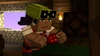 Olivia placing a piece of Redstone Dust inside Jesse's Treehouse.