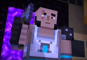 Minecraft Story Mode Stuff — the face of a man whose only answer