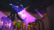 Jesse's Gang running inside the fortress being destroyed by the Wither Storm.