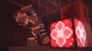 Jesse about to obtain the Redstone Heart while carrying Petra