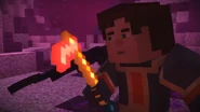 Jesse looking at his Command Block Hoe