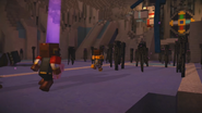 Jesse's Gang running into a group of Endermen inside the ruins of Soren's Fortress.