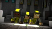 Three members of the Yellow Team at the Lava Race starting line.