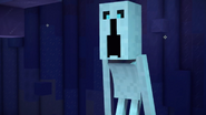 An Icy Ender Creeper with its mouth open.