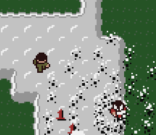 The air wizard (bottom right), performing an attack