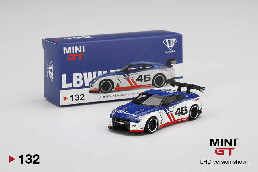 MINI GT 4 LB WORKS Nissan GT-R (R35) Light Blue Type 1, Rear Wing ver 2 RHD  Asia