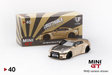 LB☆WORKS Nissan GT-R (R35) White w/ Red Wheels Type 1, Rear