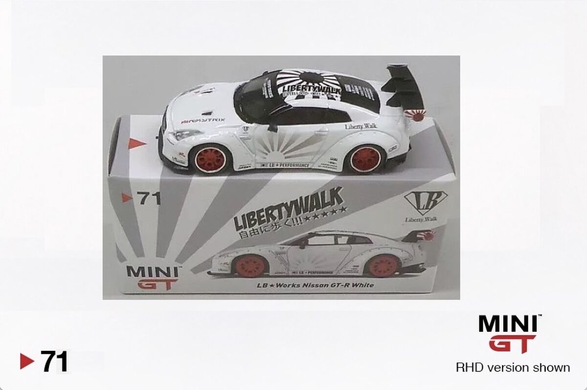 LB☆WORKS Nissan GT-R (R35) White w/ Red Wheels Type 1, Rear